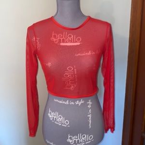 ❤️ Shein sheer red long sleeve top size large ❤️